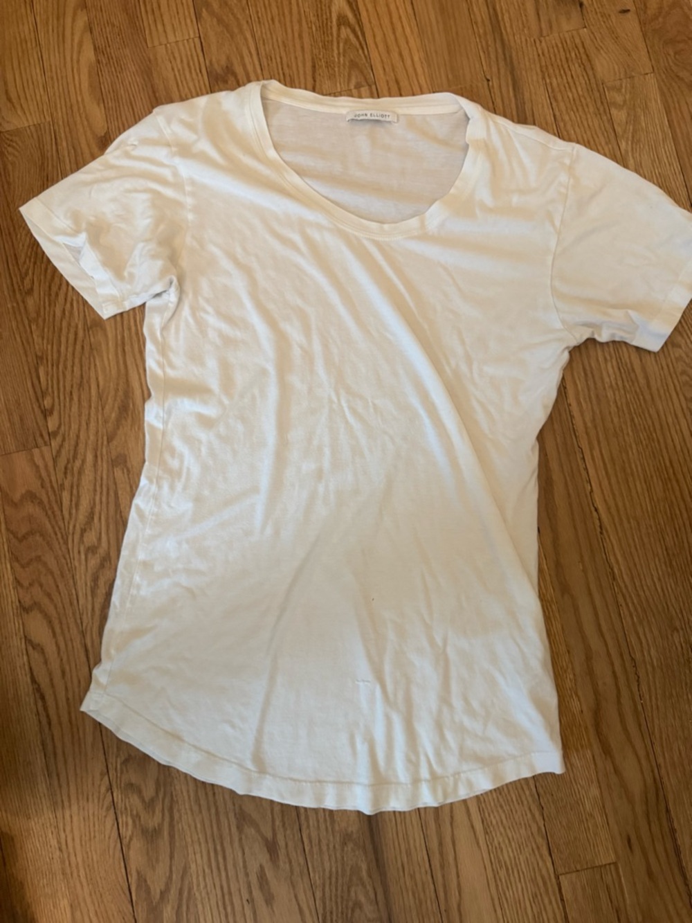 John Elliott White Scoop Neck Short Sleeve Tee